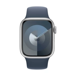 Apple Watch Series 9 GPS 41 mm srebrno aluminijsko kućište sa sportskim remenčićem Storm Blue - M/L Apple Watch Series 9 GPS 41 mm kućište od aluminija sportska narukvica olujno plava m/l slika