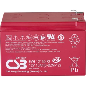 CSB Battery EVH 12150 EVH12150X3 olovni akumulator 12 V 15 Ah olovno-koprenasti (Š x V x D) 151 x 102 x 98 mm plosnati p slika
