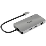 CLUB3D Type-C 8-u-1 hub s 2x HDMI, 2x USB-A, RJ45, utorima za SD/Micro SD kartice i USB Type-C ženskim priključkom club3D CSV-1593 8 ulaza USB-C® (3.2 gen. 2) čvorište s više priključaka siva