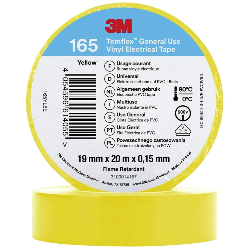 3M  165YL5E izolacijska traka  žuta (D x Š) 20 m x 19 mm 1 St. slika