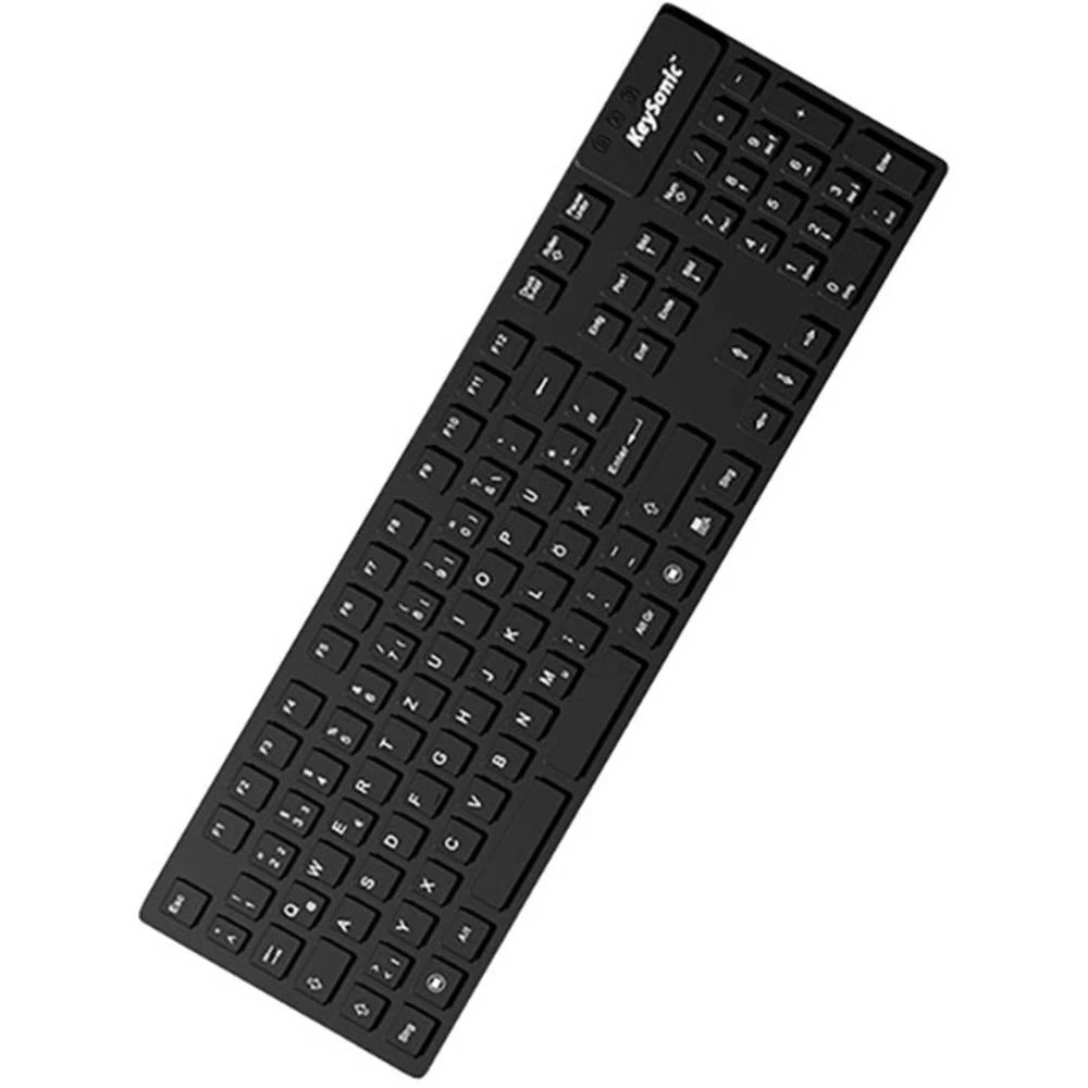 Keysonic KSK-8030 IN (DE) USB tipkovnica njemačka, qwertz crna zaštita od prskanja slika