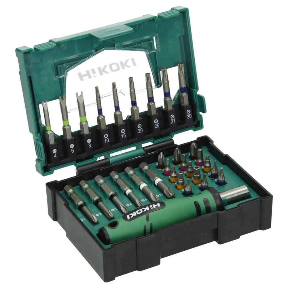 HiKOKI 40030023 bit komplet T-profil, ravni prorez, križni phillips, križni pozidriv, šesterokut uklj. držač bitova slika