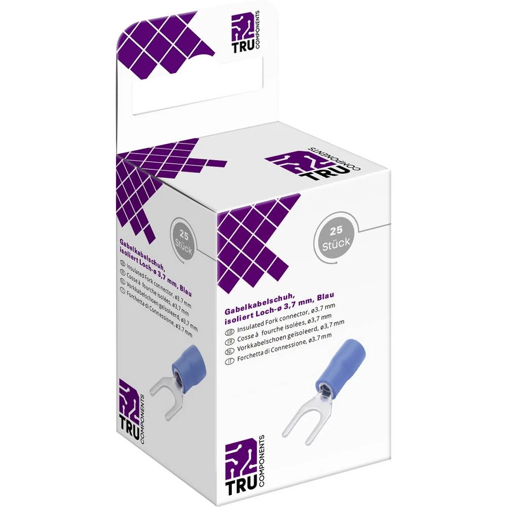 TRU COMPONENTS T2010C304 viljuškasta kabelska stopica  1.5 mm² 2.5 mm² Otvor Ø=3.7 mm izolirani dio plava boja 25 St. slika