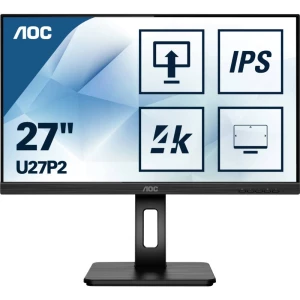 AOC U27P2 LCD zaslon 68.6 cm (27 palac) Energetska učinkovitost 2021 G (A - G) 3840 x 2160 piksel UHD 2160p (4K) 4 ms utičnica za slušalice, audio line-in IPS LED slika