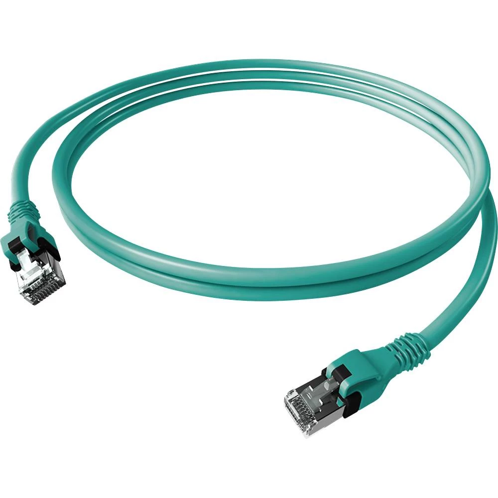 Easylan CPP1OTATAT0050 RJ45 mrežni kabel, Patch kabel CAT 6a S/FTP 5 m tirkizna dvostruko zaštićen, bez halogena, vatros slika