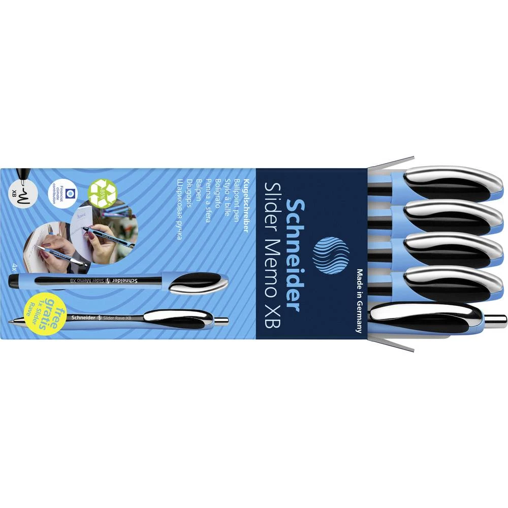 Schneider Schreibgeräte Etui 4x Memo + 1x Rave schwarz 150245 kemijska olovka Boja napisanog teksta: crna 5 kom. slika