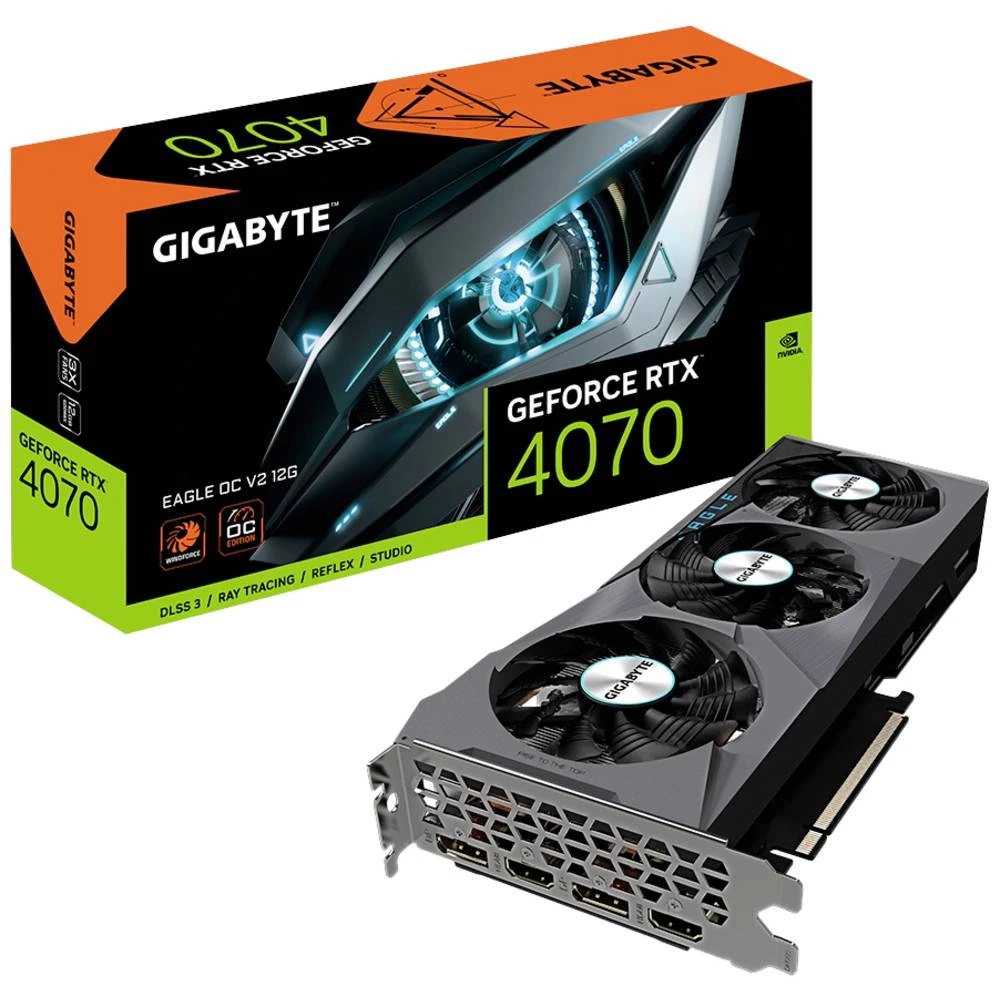Gigabyte grafička kartica Nvidia GeForce RTX 4070 EAGLE OC V2 12 GB GDDR6X-RAM PCIe x16 DisplayPort, HDMI™ navijena slika