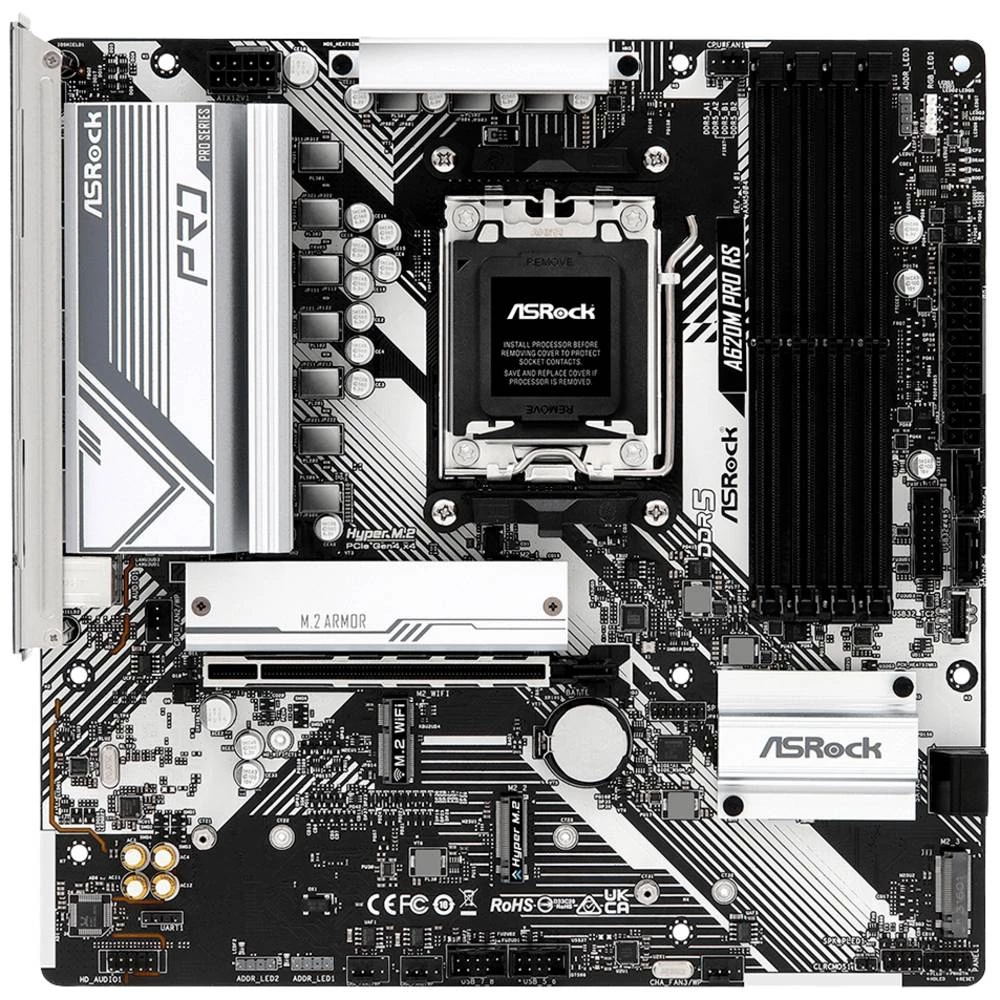 ASRock A620M Pro RS matična ploča Baza #####AMD AM5 Faktor oblika (detalji) Micro-ATX Set čipova matične ploče AMD® A620 slika