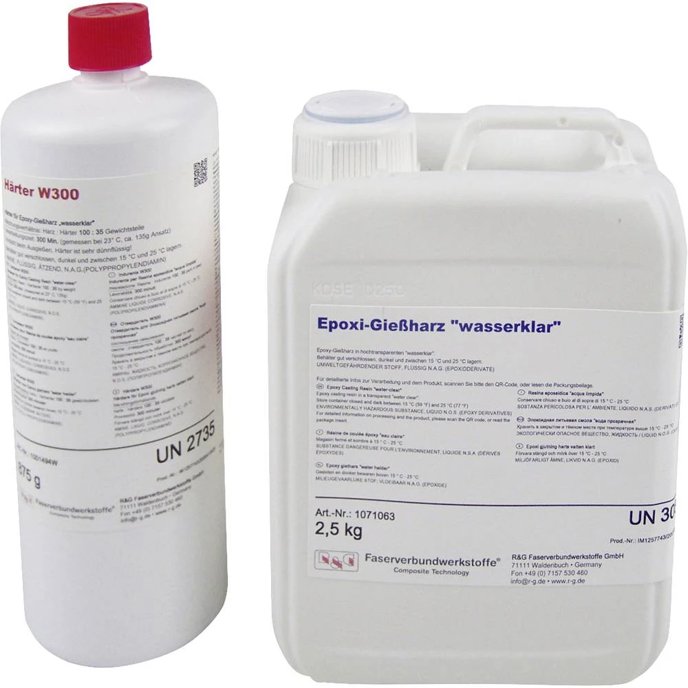 R & G 1071024 Smola za lijevanje epoksida (bistra voda) 2,5 kg + učvršćivač W300 875 g 1 Set slika