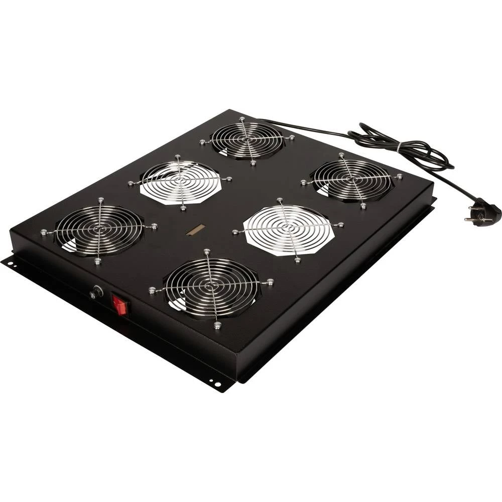 Roline 26.21.0308 19 palac 4 x ugradbeni ventilator za mrežni ormar 1 U s prekidačem crna slika