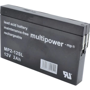 multipower MP2-12SL MP2-12SL olovni akumulator 12 V 2 Ah olovno-koprenasti (Š x V x D) 148 x 90 x 20 mm plosnati priklju slika