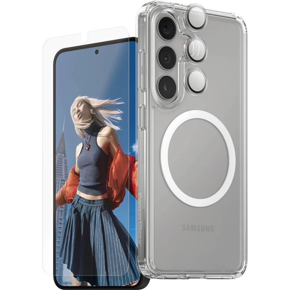 PanzerGlass CARE Flagship 3-in-1 set torbica + zaštitno staklo Samsung Galaxy S25 prozirna induktivno punjenje, otporna slika