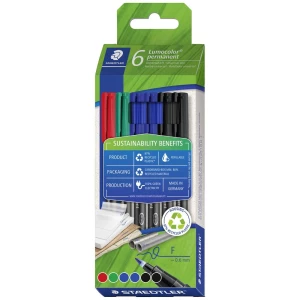 Staedtler flomaster za foliju Lumocolor® permanent pen 318 318 C6-1 crvena, plava boja, zelena, crna slika