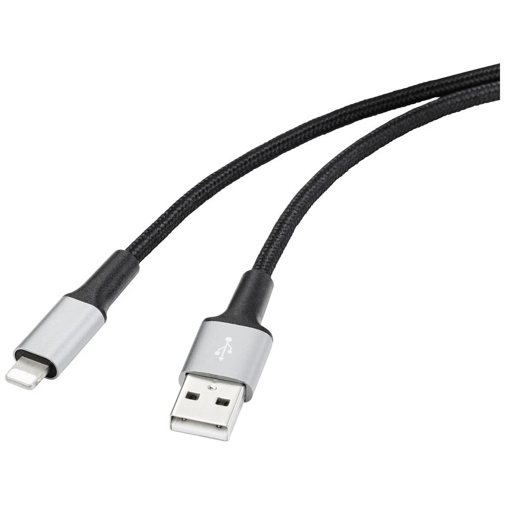 Renkforce [1x muški konektor USB 2.0 tipa a - 1x muški konektor Apple dock lightning] 1.00 m crna slika