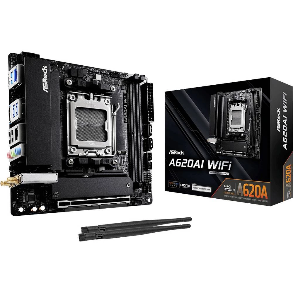 ASRock A620AI Wifi matična ploča Baza AMD AM5 Faktor oblika (detalji) Mini-ITX Set čipova matične ploče AMD® A620A slika