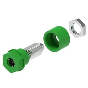 Izolirana utičnica Ø4 mm s terminalom s rupom Ø2 mm, svornjakom s navojem M6 i šesterokutnom maticom, zelena Electro PJP 3230-C-CD1-V laboratorijski ženski konektor  Zatik-Ø: 4 mm zelena 1 St. slika