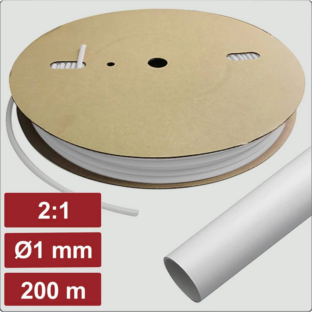 Electronic Garage EG25CA022 skupljajuća cijev s ljepilomi bijela 1 mm 0.5 mm Stopa skupljanja:2:1 200 m slika