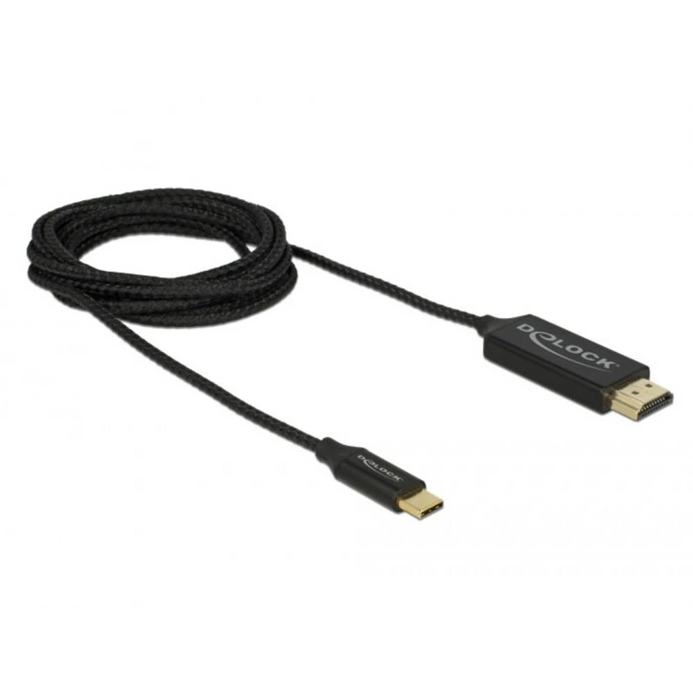 Delock USB / HDMI priključni kabel USB-C® utikač, HDMI A utikač 2 m crna 84905 pozlaćeni kontakti, 4K UHD USB-C kabel slika