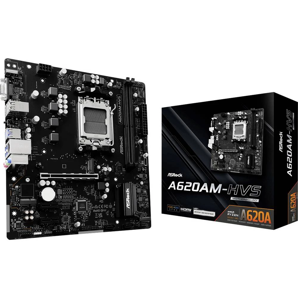 ASRock A620AM-HVS matična ploča Baza AMD AM5 Faktor oblika (detalji) Micro-ATX Set čipova matične ploče AMD® A620A slika