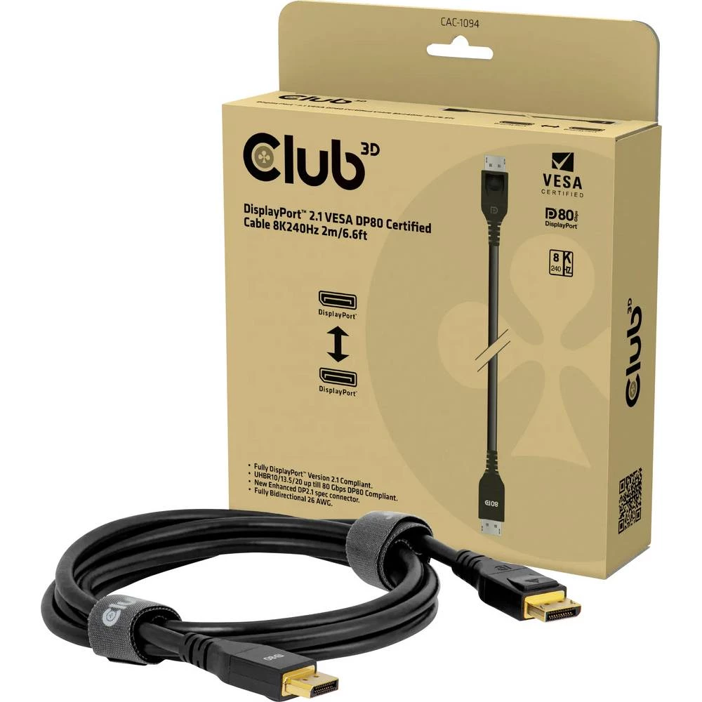 club3D CAC-1094 DisplayPort produžetak [1x muški konektor DisplayPort - 1x muški konektor DisplayPort] 2 m slika