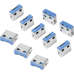 LogiLink zaključavanje USB priključka USB PORT LOCK 10-dijelni komplet srebrna, plava boja bez ključa AU0046 slika