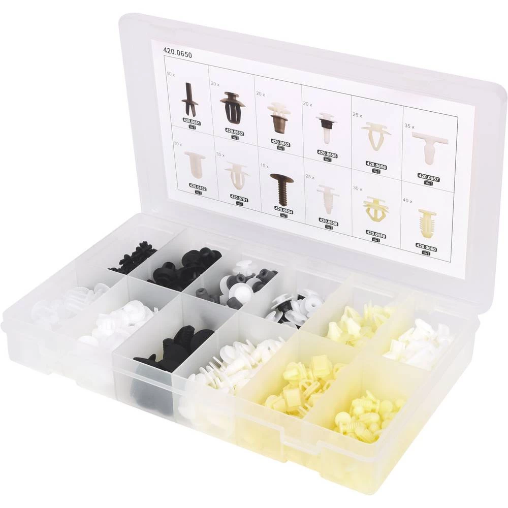 KS Tools 420.0650 Set kopči za pričvršćivanje Citroën/Peugeot, 345 kom slika