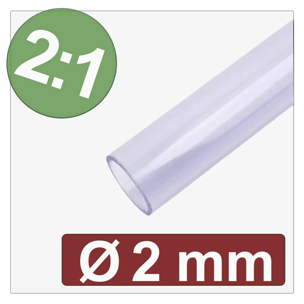 Quadrios 25CA604 skupljajuća cijev bez ljepila prozirna 2 mm 1 mm Stopa skupljanja:2:1 Roba na metre slika