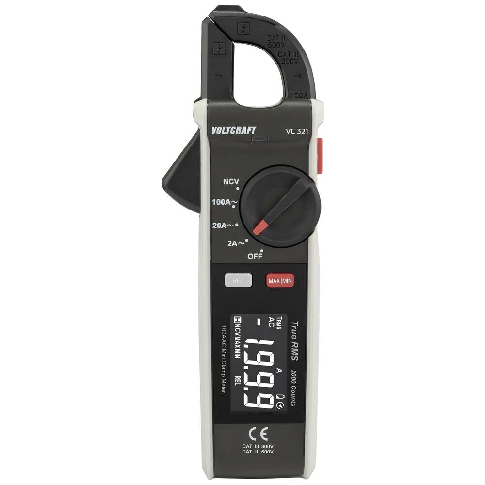 VOLTCRAFT VC-321 strujne stezaljke Kalibriran po (ISO) CAT II 600 V, CAT III 300 V Zaslon (brojevi): 2000 slika