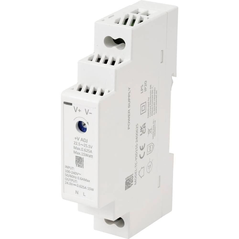 TRU COMPONENTS TC-13713364 DIN-napajanje (DIN-letva) Potrošnja (standby) 0.3 W 24 V/DC 0.625 A 15 W Broj izlaza:1 x Cont slika