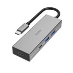 Hama 4 ulaza USB 3.2 Gen 1 hub (USB 3.0) s portom za brzo punjenje, sa USB-C utikačem siva