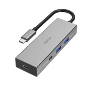 Hama 4 ulaza USB 3.2 Gen 1 hub (USB 3.0) s portom za brzo punjenje, sa USB-C utikačem siva slika