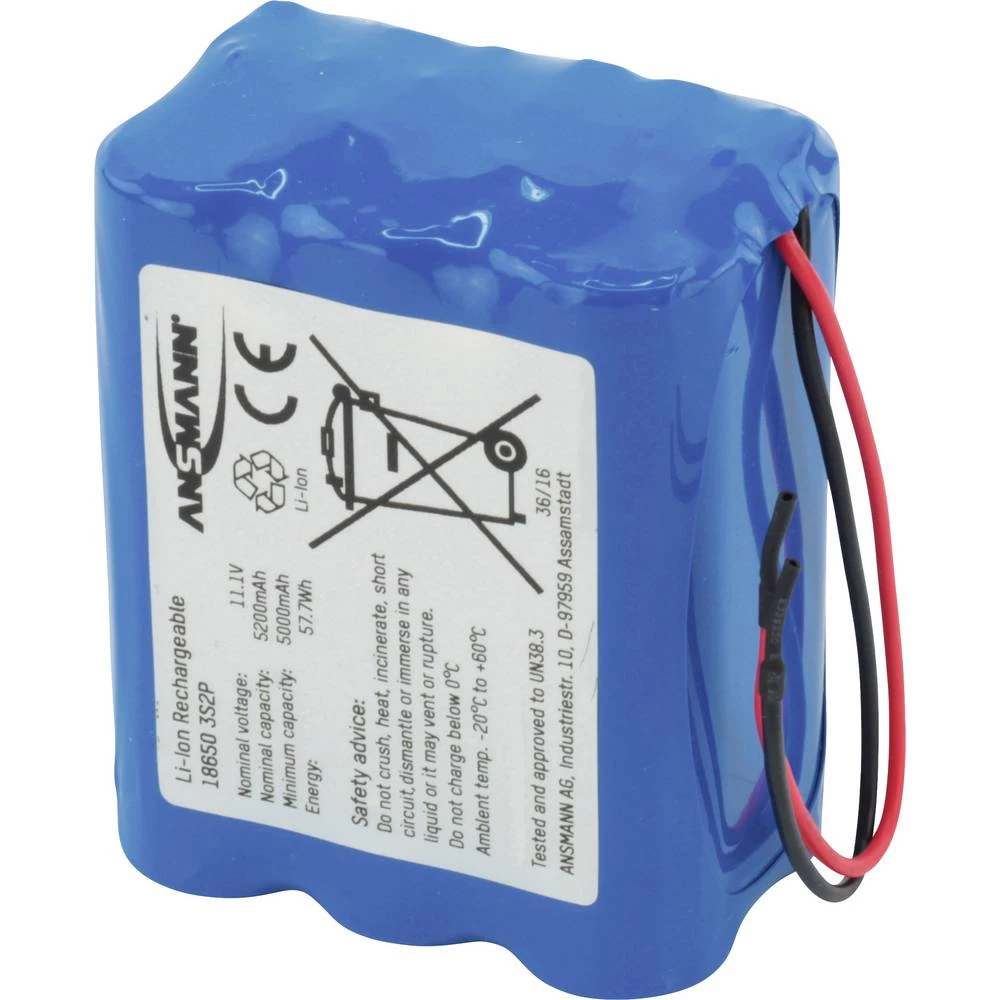 Aku-pack 6x 18650 Kabel Li-Ion Ansmann 3S2P 11.1 V 5200 mAh slika
