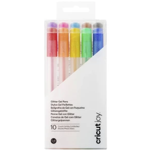 Cricut Joy™ Glitzer Gel 0,8mm, 10er set olovki  plava boja, žuta, narančasta, zelena, crvena, crna, smeđa boja, svijetloplava, ružičasta, ljubičasta slika