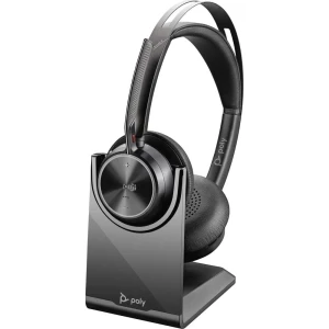 POLY VOYAGER FOCUS 2 telefon On Ear Headset Bluetooth®, žičani stereo crna smanjivanje šuma mikrofona, poništavanje buke kontrola glasnoće, utišavanje mikrofona slika