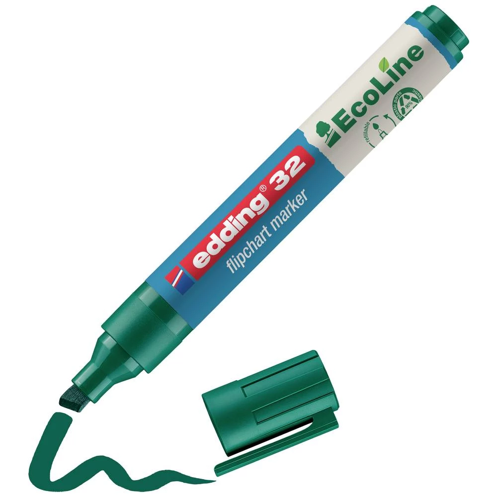 Edding 4-32004 Flipchart marker 32 EcoLine klinasti vrh 1 - 5 mm zelena 1 St. slika