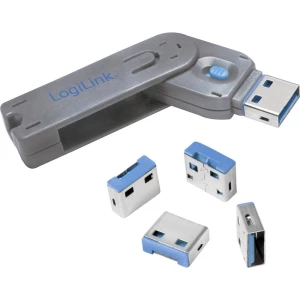 LogiLink zaključavanje USB priključka USB PORT LOCK, 1 KEY + 4 LOCKS 4-dijelni komplet srebrna, plava boja  uklj. 1 ključ AU0043 slika