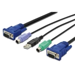 Digitus KVM priključni kabel [1x muški konektor vga - 2x muški konektor PS/2, muški konektor USB 2.0 tipa a, muški konektor vga] 1.80 m crna