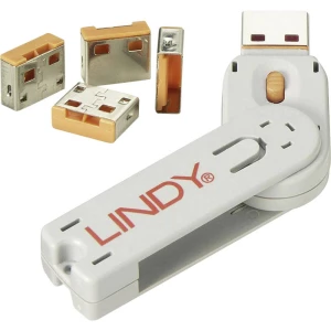 Lindy brava USB priključka (4 komada) s ključem: Šifra ORANGE USB-portblocker narančasta  LINDY USB-Lock + Key slika