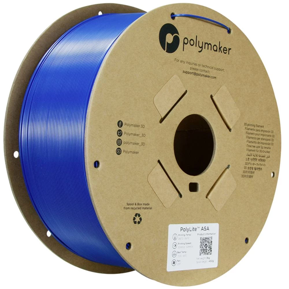 Polymaker PF01033 3D pisač filament ASA UV otporan, zaštićen od atmosferskih utjecaja 1.75 mm 3 kg plava boja PolyLite™ slika