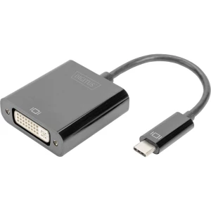 Digitus DA-70829 DVI / USB-C® adapter [1x USB-C® - 1x ženski konektor DVI, 24 + 5 polova] crna sa zaštitom, okrugli 0.1 m slika
