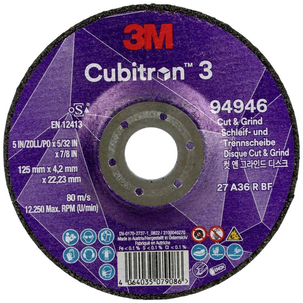 Cubitron 94946 Cubitron™ 3 Cut and Grind brusna ploča promjer 125 mm Promjer bušotine 22.23 mm 10 St. slika