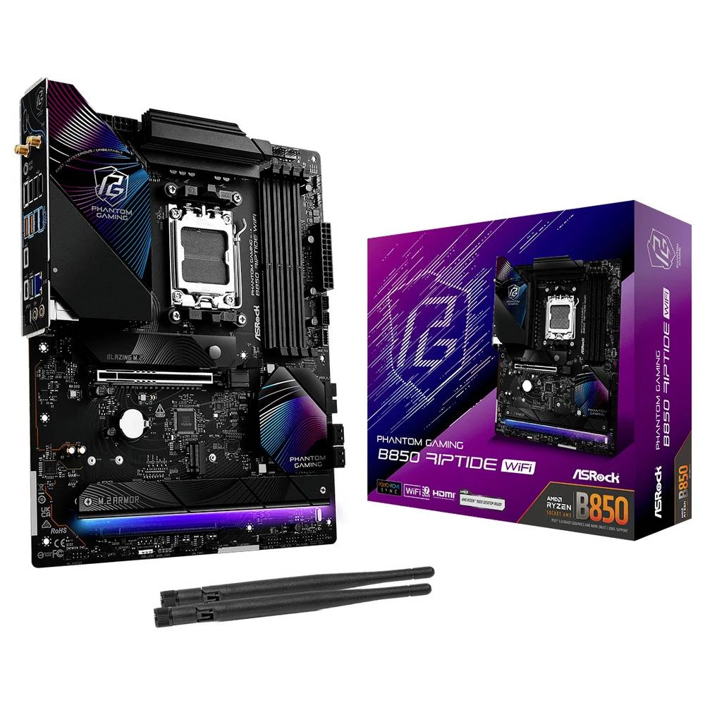 ASRock B850 Riptide matična ploča Baza #####AMD AM5 Faktor oblika (detalji) ATX Set čipova matične ploče AMD® B850 slika