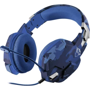 Igraće naglavne slušalice sa mikrofonom 3,5 mm priključak Sa vrpcom Trust GXT322B Carus Na ušima Kamuflažna boja, Plava boja slika