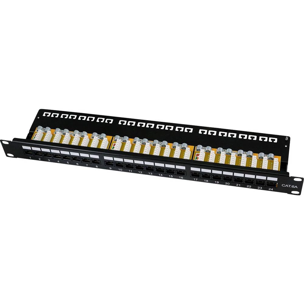LogiLink NP0133 Patch panel 483 mm (19") CAT 6a 1 U crna opremljena slika