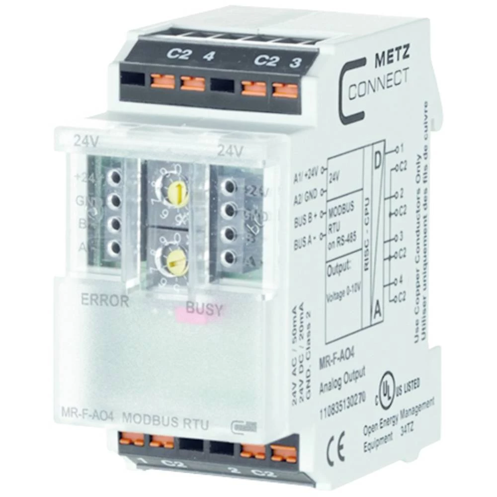 Metz Connect MR-F-AO4 Modbus RTU Modbus-modul 24 V/AC, 24 V/DC 50 mA Broj izlaza:4 x Content 1 St. slika