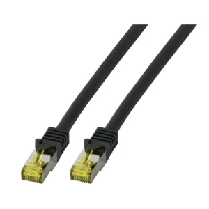 LAN (RJ45) Mreža Priključni kabel CAT 6a (sirovi kabel CAT 7) S/FTP 25 m Crna Vatrostalan, Bez halogena, sa zaštitom za nosić, p slika