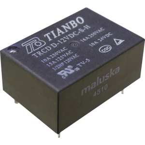 Tianbo Electronics TRCD-L-12VDC-S-H Relej za tiskane pločice 12 V/DC 16 A 1 zatvarač 1 ST slika