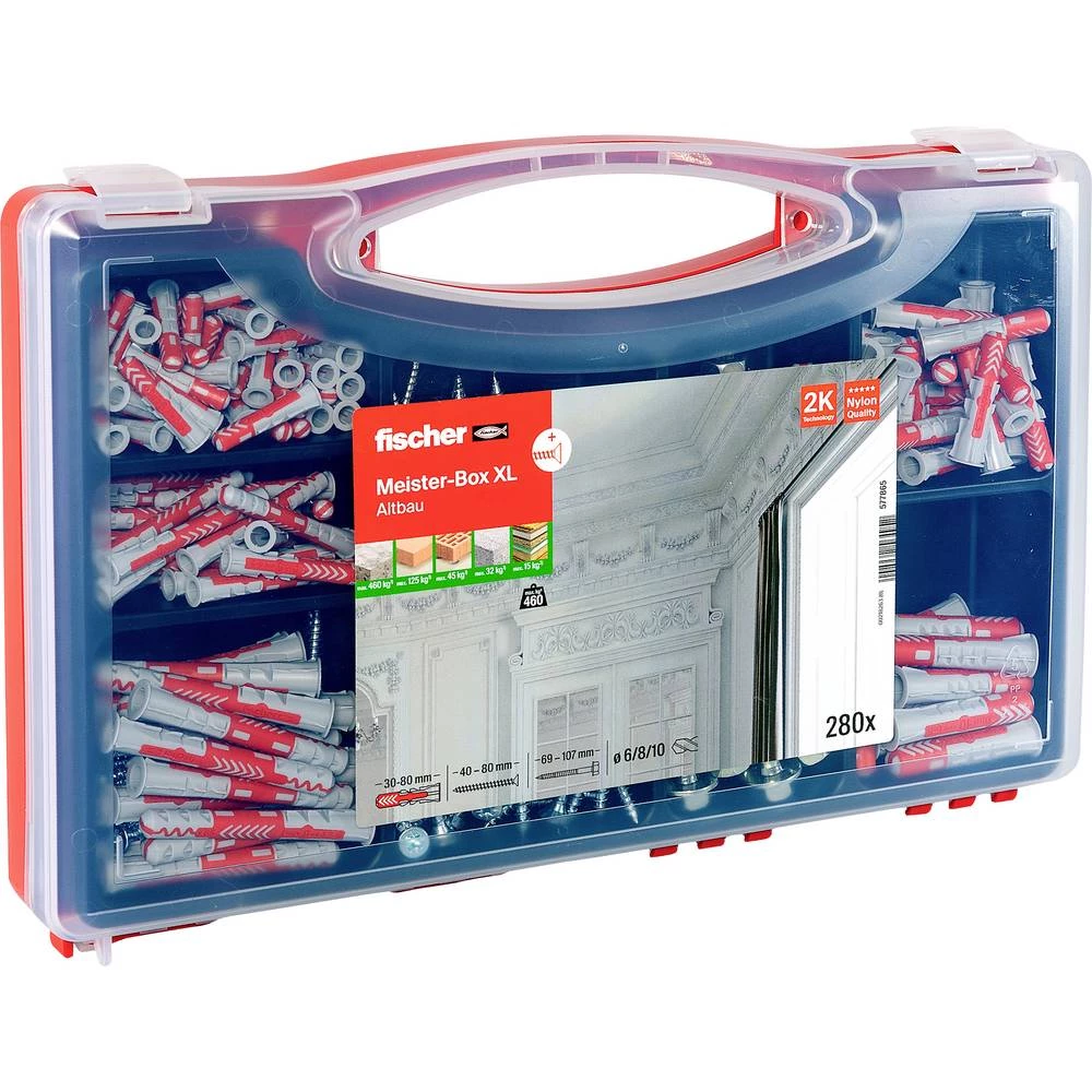 Fischer 577865 Meister-Box XL Altbau + S kutija s asortimanom za tiple 30 mm, 40 mm, 50 mm, 65 mm, 80 mm 280 Dijelovi slika
