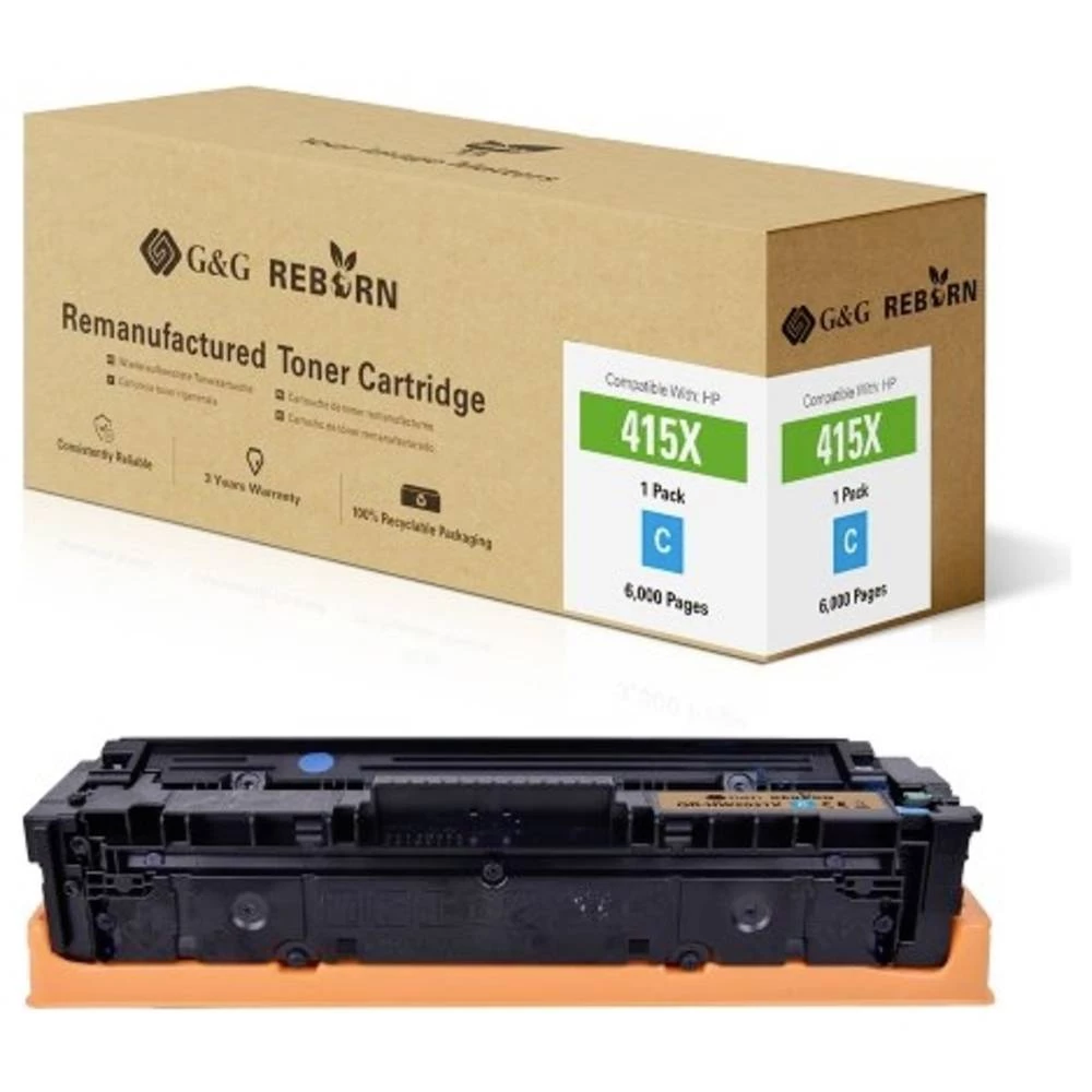 G&G toner zamijenjen HP 415X kompatibilan cijan 6000 Stranica Reborn remanufactured 21274 slika