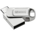 Verbatim MyDual - 64 GB - USB Type-A / USB Type-C - 2.0 - rotirajući okvir - srebrni MyMedia My Dual USB 2.0 /USB C Drive USB stick 64 GB srebrna 69267 USB 2.0, USB-C®